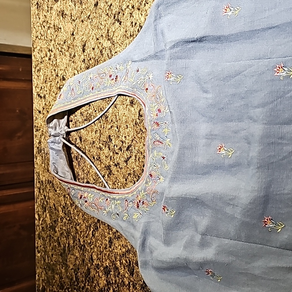 Kenar Light Blue Embroidered Backless Halter Dress - Picture 8 of 11